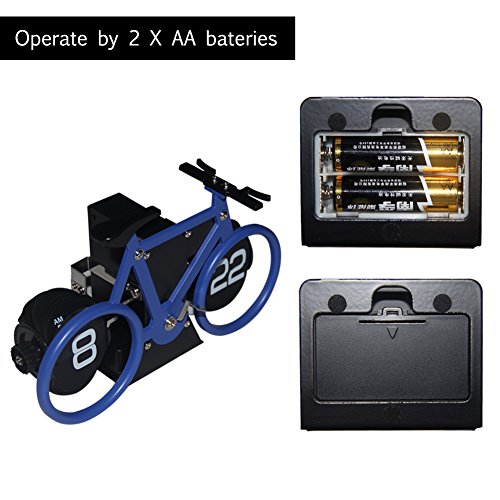 Creative Clock,KABB Modern Stylish Bicycle Shaped Retro Flip Down Desk Clock with Dual Internal Gears Operated for Office Bedroom Home Decoration