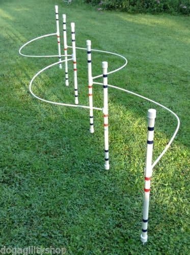 Dog Agility Equipment weave poles (set of 6) with guide wires by DogAgilityShop