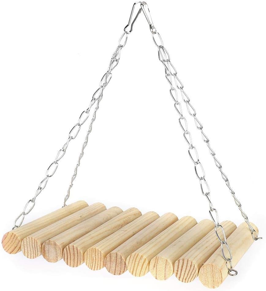 Zerodis 13 * 20cm Parrot Swing, Wooden Natural Log Swing Stripe Toy ...