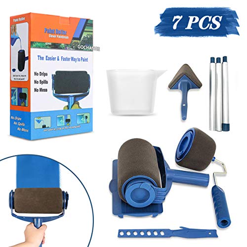 Paint Roller Brush Kit GOCHANGE 7PCS Wall Printing Brush kit