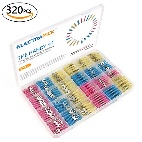 320 PCS Heat Shrink Connectors, ELETRAPICK Wire Connectors Crimp Terminals Kit, Electrical Insulated Waterproof Marine Automotive Butt Fork Ring Spade Connector Set, Red Blue Yellow 22 –10 AWG - Thumbnail 6