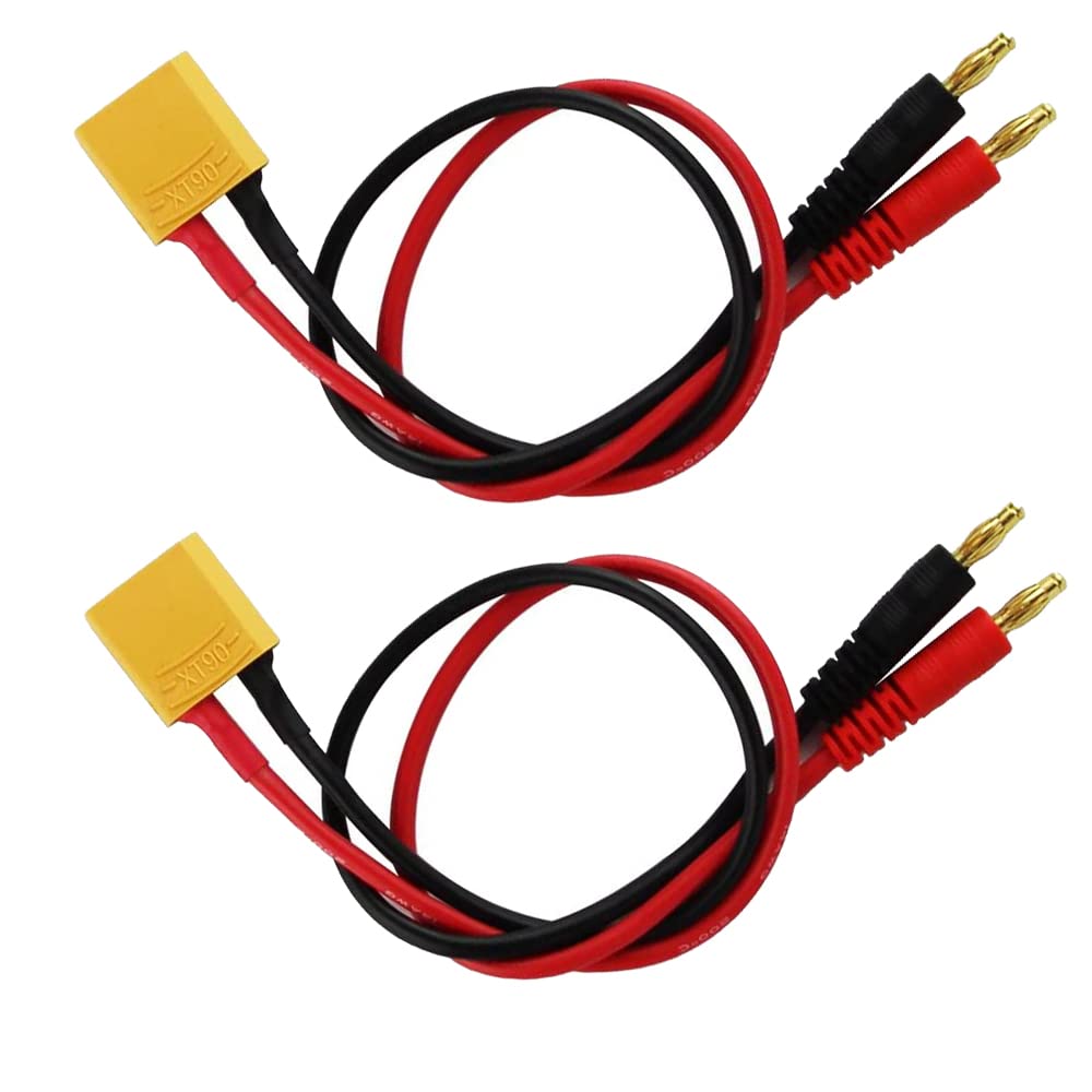 Onpro Yiqigou 2pcs XT90 Male Plug Connectors to 4.0mm Banana Bullet Plug Connector Balance Cable with 30cm 14AWG Silicone Wire
