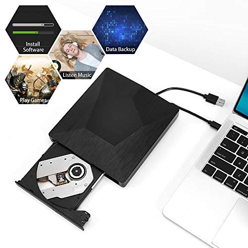 MMUSC External CD DVD Drive,Type C USB 3.0 Slim Portable External CD DVD Rewriter Burner Writer,High Speed USB Optical Drives Player Compatible with Mac/MacBook Pro/Air/iMac/Laptop/Windows10 - Thumbnail 2