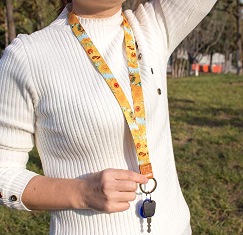 SENLLY Palm Leaf Neck Lanyard Premium Quality Wristlet Strap with Metal Ring and Genuine Leather, for Key Chain, Camera, Cell Mobile Phone, Charms, Lightweight Items etc - Thumbnail 7
