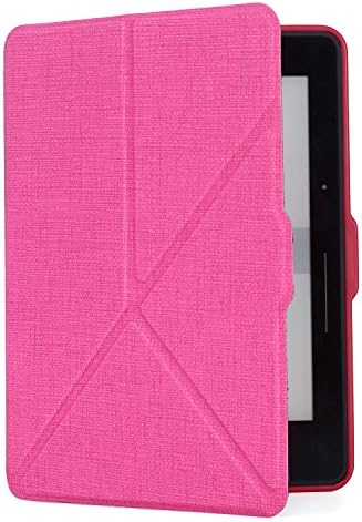 YIVVIN Pu Leather Origami Stand Case for Amazon Kindle Voyage (2014) w/Auto Sleep/Wake funtion, Pink (Pink)