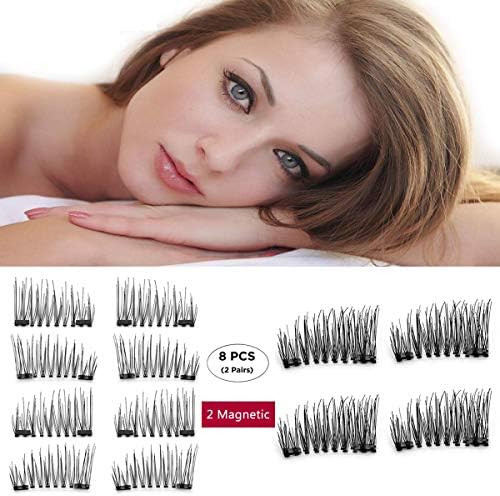 Jonifor Magnetic Eyelashes Dual Magnets Short Type Magnetic False Eyelashes No Glue 3D Half Eye Magnetic Lashes Reusable Magnetic Eyelashes Ultra Thin Dual Magnetic Eyelashes （2Pairs/8PCS）