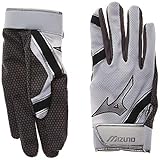 Mizuno MVP Adult Men's Baseball Batting Gloves, Large, White