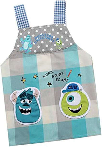 Amazon キッズ用 キャラクターエプロン モンスターズインク ピクサー マイク サリー チェック柄 子供用 1 130 身長115 135cm 男の子 女の子 H型 ディズニー 贈り物 プレゼント グレイス エプロン 通販
