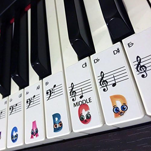 KIDS Children's piano / keyboard stickers for up to 88 keys (88 KEY SET)