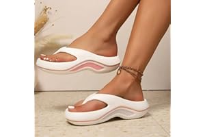 Platform Flip Flops for Women, Arch Support Cushion Thong Sandals, Thick Sole Pillow Slippers, Non-Slip Summer Beach Shoes