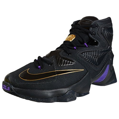 Nike Men's Lebron XIII Black Black Metallic Gold Hyper Grape  Basketball Shoe  - 10 D(M) US