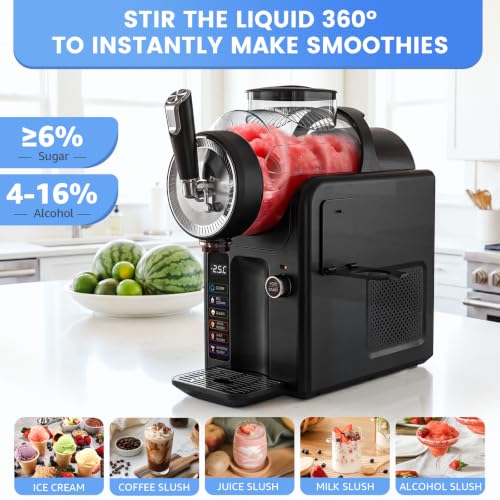 Slush Granita Machine, 2L Ice Slush Machine with LED Display, 6-in-1 Slush Machine for making ice cream, smoothies, milkshakes, cocktails and margaritas