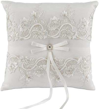Tanpell Embroided Lace Wedding Collection Ring Pillow and Bow (2121cm)