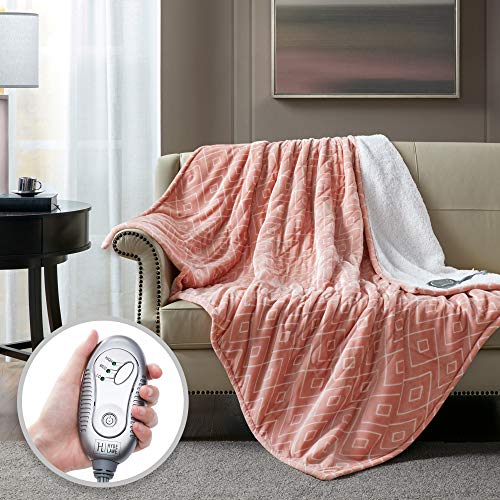 Hyde Lane Sherpa Heated Blanket Diamond Blush Luxury 60x70
