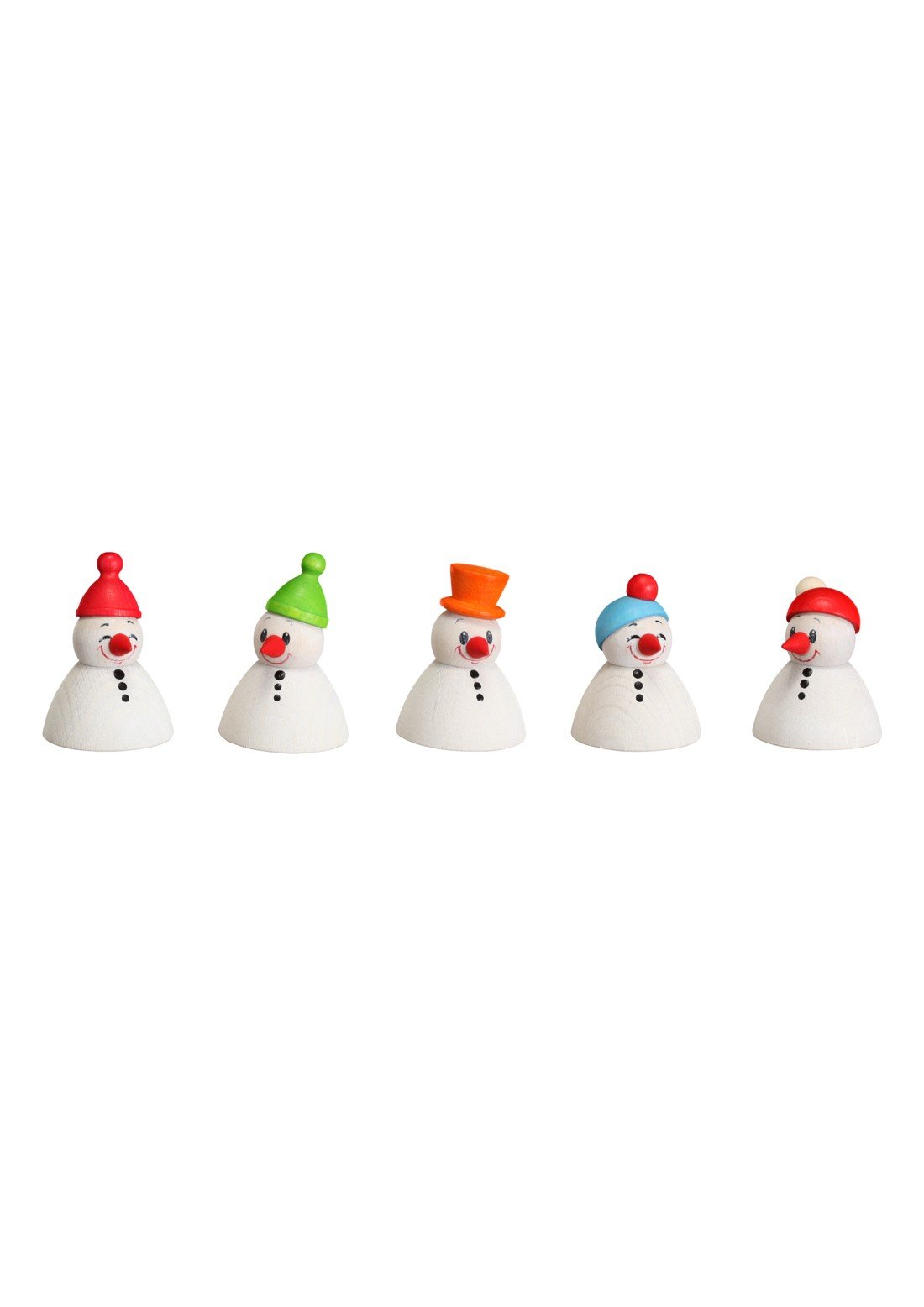 Seiffener Volkskunst Christmas wippel snowmann, 5 pieces, 4 cm / 2 inch, original Erzgebirge by SV 17004