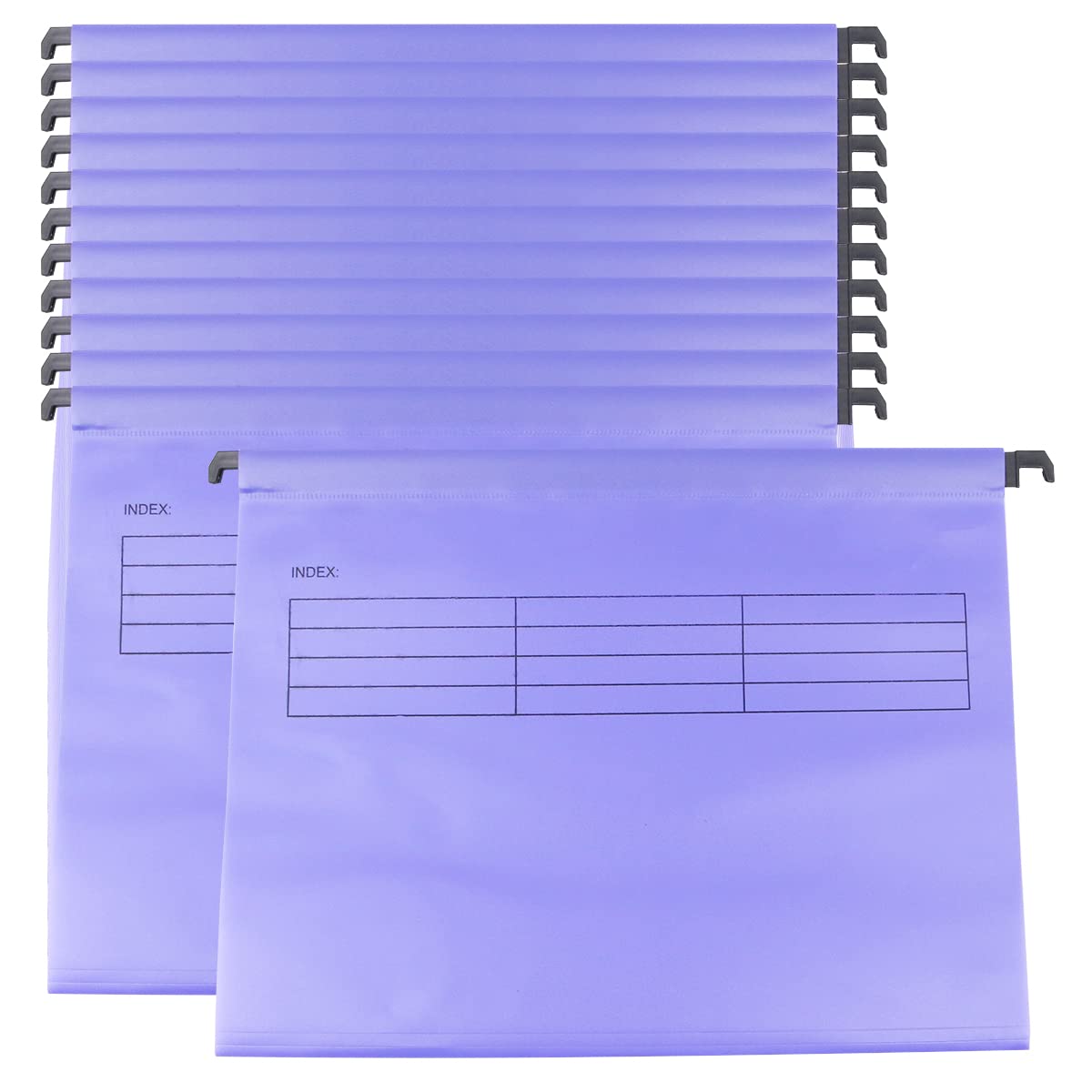 WANGCL Pack of 12 A4 Suspension Files with Tabs and Card Inserts for Filing Cabinets, Polypropylene A4 Hanging Filing Storage Folders Interior Folders (Purple)
