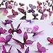 Ewong Butterfly Wall Decals, 36PCS 3D Butterflies Home Decor for Room, Wall Sticker for Girls Room Kids Bedroom Bathroom Baby Nursery Decoration (Purple)