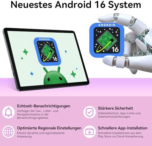 Android 16 Tablet mit Tastatur, 24 GB RAM+256 GB ROM (2 TB TF)