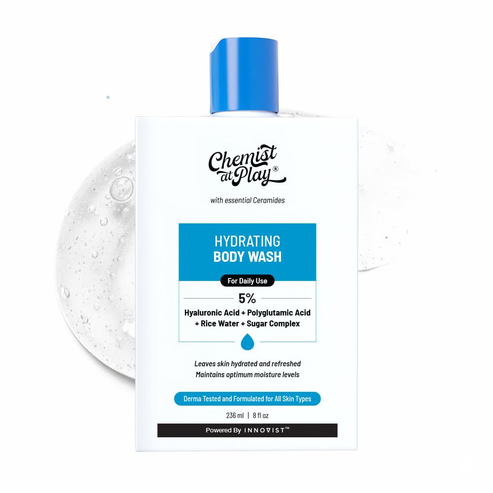 Chemist at Play Hydrating Body Wash | With 5% Hyaluronic Acid Bodywash for Intense Hydration | Reduces Flakes & Itchiness | For Dry Skin | Polyglutamic Acid & Hyaluronic Acid | For Women & Men | 236ml
