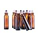 Pack of 10, 10ml Amber Glass Roll-on Bottles with Gemstone Roller Balls for Essential Oils-3 Dropper, 1 Opener Included