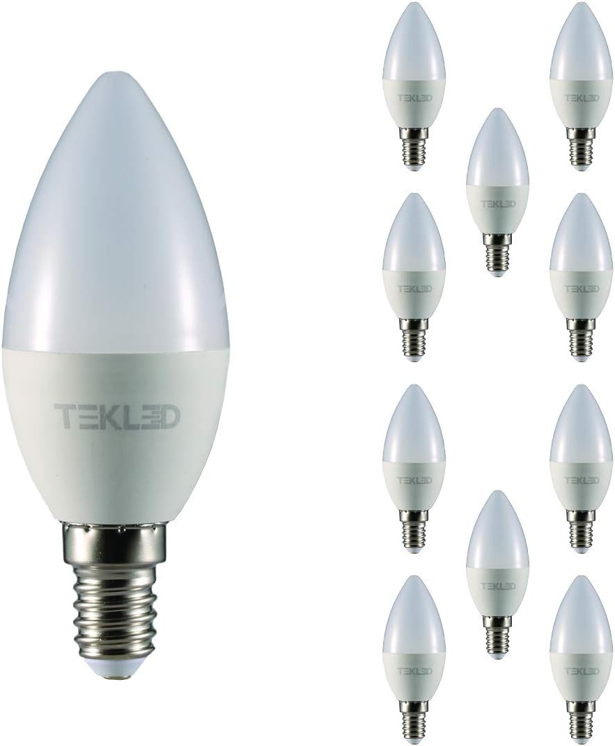 TEKLED® C37 LED Candle Bulbs, 3000k Warm White, 10 Count (Pack of 1)