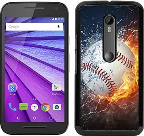 Flaming Baseball Fire and Water black for Moto G3 Phone Cover