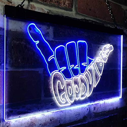 ADVPRO Good Vibes Only Hand Party Decoration Dual Color LED Neon Sign White & Blue 16" x 12" st6s43-i1076-wb