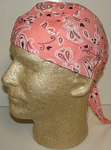 Skull Cap Pink Paisley Sweatband AKA Bikers Cap, Head Wrap, Durag Doo Rag Premium