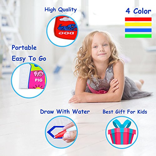 Slook Magic Water Drawing Mat Large Doodle Mat 32x24in Water Drawing Aquadoodle Mat Painting Board Writing Mats With 2 Pens 6 Big Molds Educational Toy Gift for Boys Girls Age 2 3 4 5 Year Toddler