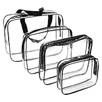 Clear Makeup Bags, Travel Bag/ Travel Toiletry Bag Kit 4 Pack Travel Toiletry Cosmetic Bag Portable Waterproof PVC Organizer Case for Men & Women(4 pack, 3 size)