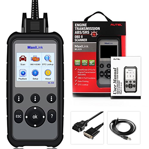 Autel Scanner MaxiLink ML629 OBD2 Code Reader With AutoVIN Function+ABS/SRS/Engine/Transmission Diagnostic Scan Tool, Turns Off Engine Light (MIL) and ABS/SRS Warning Lights, Upgraded Version of ML619