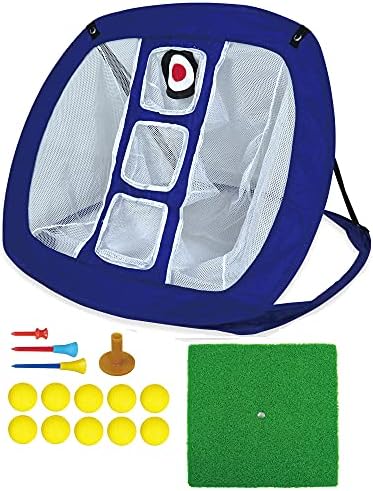 YHSBUY Golf Chipping Net -Pop Up Golf Target Net with Hitting Mat, 10 Foam Balls Golf Practice Nets for Backyard/Indoor/Outdoor Golf Accessories for Chipping Accuracy & Swing Practice, Blue YHSBUY Golf Chipping Net -Pop Up Golf Target Net with Hitting Mat, 10 Foam Balls Golf Practice Nets for Backyard/Indoor/Outdoor Golf Accessories for Chipping Accuracy & Swing Practice, Blue
