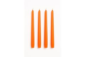 Dinil Orange Taper Candles – 10 Inch Tapered Candles Set of 4 – Unscented Taper Candles – Decorative Long Candlesticks for Decoration, Festival, Dinner, Party – Long Burning Time – Orange