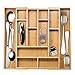 Bruntmor, 8 Compartment Expandable Drawer Silverware Organizer Bamboo Tray with Adjustable Dividers