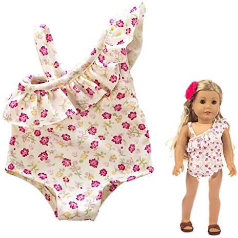 Prevently New Cute Doll Printing One-piece Swimsuit Clothes Fits Outfit For 18 Inch Girl Dolls Accessories