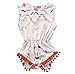 Newborn Baby Girls Ethnic Style Pom Sleeveless Button Romper (3-6months, White)