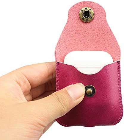 AirPods Accessories,Airpods Case,Joy Lives Premium Case Shock Proof Protective Cover for Apple Airpods Charging case (Type 2 PU Leather-Rose red)