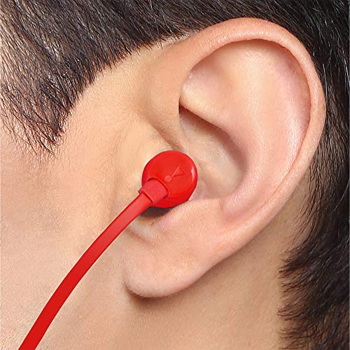 JBL Tune 110 in-Ear Headphones with Pure Bass, Mic & Tangle Free Flat Cable (Red)