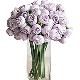 XIZHI 18 Pcs Ranunculus Artificial Flower 11.8" and 54 Heads Faux Silk Ranunculus Flowers Artificial Ranunculus Bouquet Decorations for Home DIY Wedding Decor (Purple)