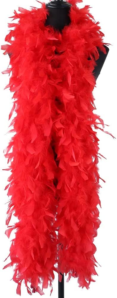 Feather Boa for Fancy Dress and Crafts, 2 Meters Long - Approx 80 G Feathers Boa DIY Girl's Fancy Dress Accessories Christmas Carnival, 2022 Halloween Costume Accessory Holiday Decors(Red)