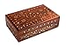 STORE INDYA Gorgeous Hand Carved Rosewood Trinket Jewelry Box with Mughal Inspired Brass Inlay & Velvet Interior Gift Ideas