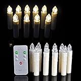 XABL Set of 10 Warm White Lights with Remote Control LED Taper Candles for Decoration Home and Christmas Holiday