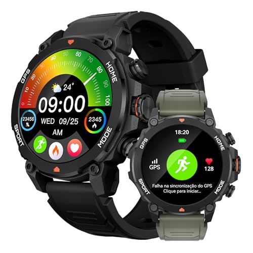 AURAFIT Reloj Inteligente Smartwatch 1.43 AMOLED, GPS Fitness Tracker,a 5ATM Impermeable, Llamadas Bluetooth, Reloj Deportivo Hombres, Incluye Correa Adicional Compatible con Android iOS