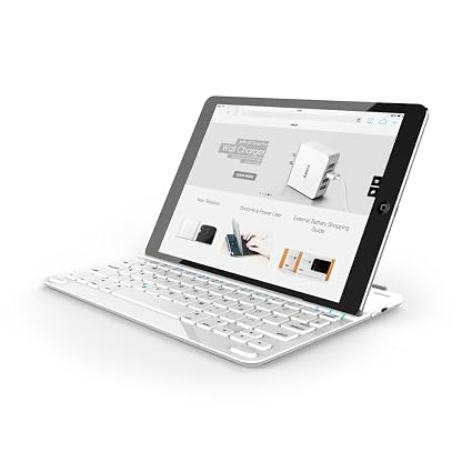 Anker Ultra-Thin Deutsche Bluetooth Tastatur Keyboard Case Cover für Apple iPad Air 2 / iPad Air / New iPad 9.7"(2017) / New ipad 9.7"ï¼2018ï¼ - Smart Cover mit eingebauter 800mAh Li-ion Batterie (WeiÃ)