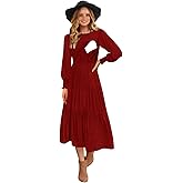 CzzzyL Womens Flutter Long Sleeve Smocked Tiered Nursing Dress for Breastfeeding with Pockets