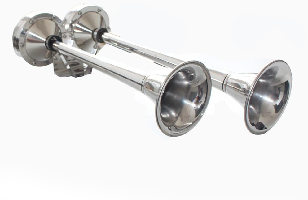 X-Haibei 12V Marine Trumpet Horn Twin Dual Electric Stainless Steel Powerful Boat Horn for Truck: Automotive