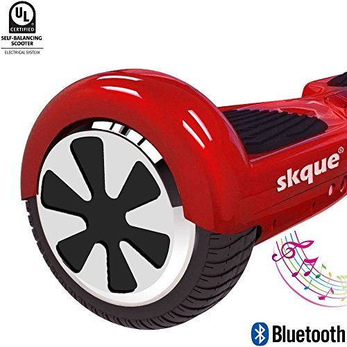 Self Balancing Scooter (MAX 220 lbs), Skque 6.5" I1.2 UL2272 Smart Two Wheel Self Balancing Electric Scooter with Bluetooth Speaker and LED Lights, Red