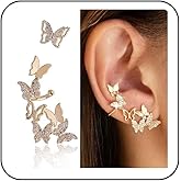 Yheakne Vintage Crystal Butterfly Ear Climber Earrings Gold Cz Butterfly Crawler Cuff Earrings Rhinestone Butterfly Stud Earrings Crystal Cz Ear Cuff Wrap Earrings Jewelry for Women
