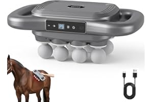 8 Heads Horse Massage Gun, Equine Percussion Massager, Deep Tissue Horse Recovery Tool, Red Light Heat Therapy, Quiet Adjusta