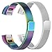 bayite Stainless Steel Bands Compatible Fitbit Alta and Alta HR, Milanese Loop Women Men Pack of 2, Silver and Pearlescent 5.5